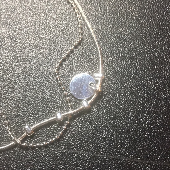 2 Strand Silver Tone Circle Charm Anklet - Picture 2 of 5